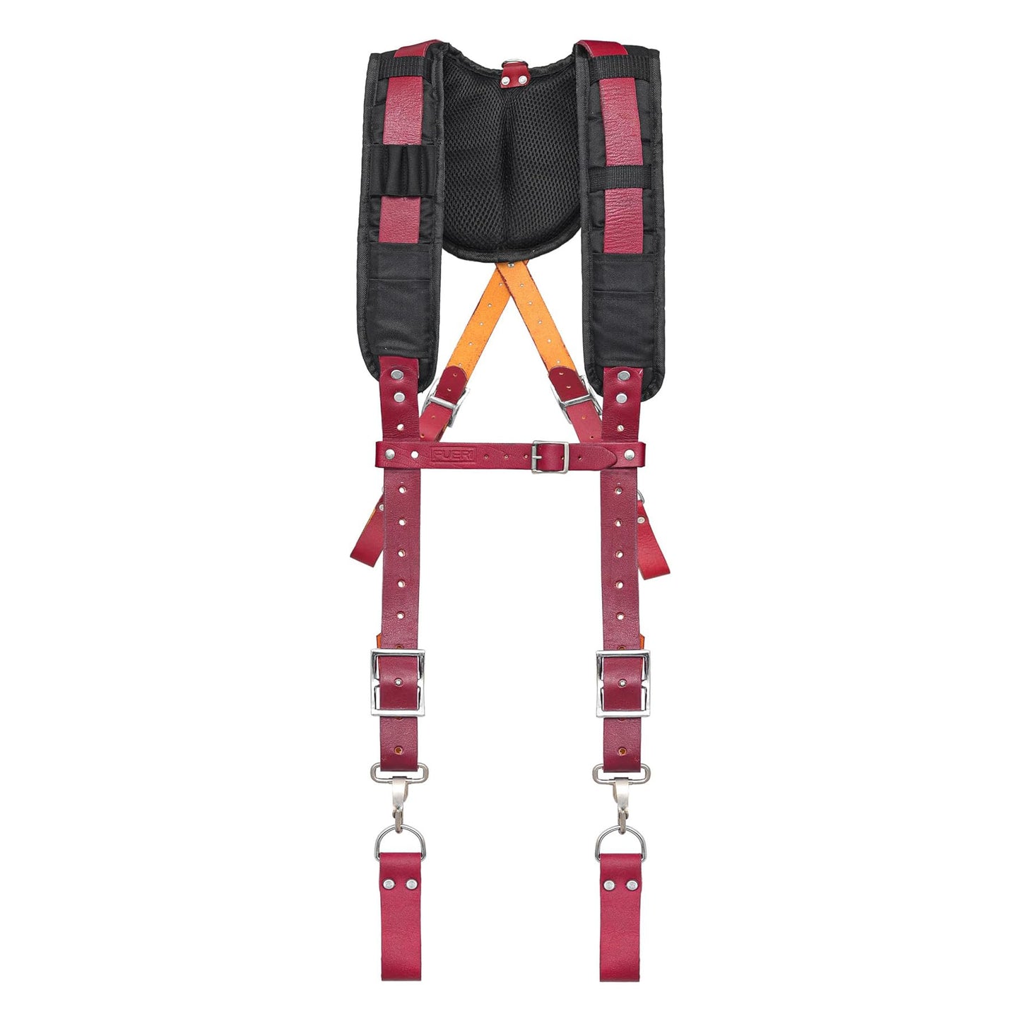 FEURI 10 Pocket Maroon Leather Tool Pouch with Suspender
