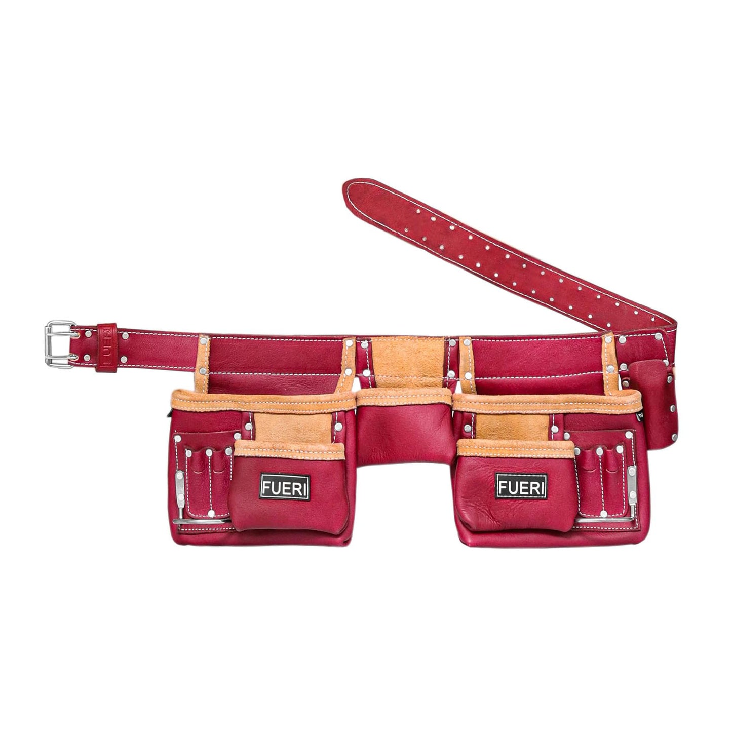 FUERI Heavy Duty 11-Pocket Tool Belt (Chocolate)