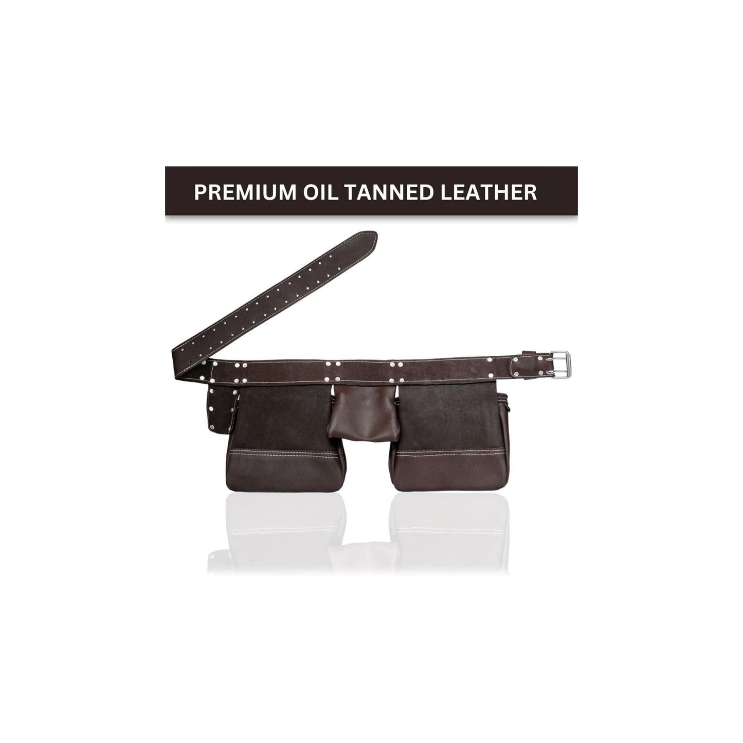 FUERI Heavy Duty 11-Pocket Tool Belt (Chocolate)