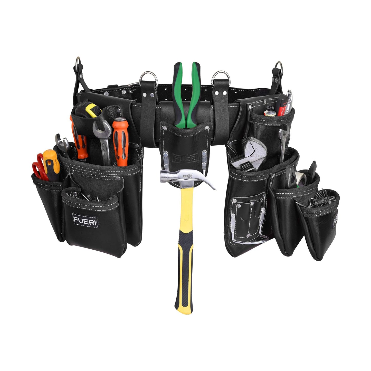 FUERI Heavy Duty 19-Pocket Leather Tool Belt