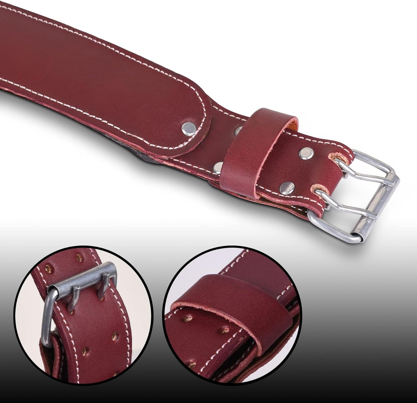 FEURI Premium Grain Leather Work Belt (Maroon) With Foam Padding