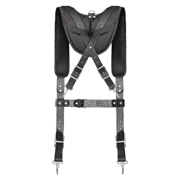 19 Pocket Black Leather Tool Belt With Suspender