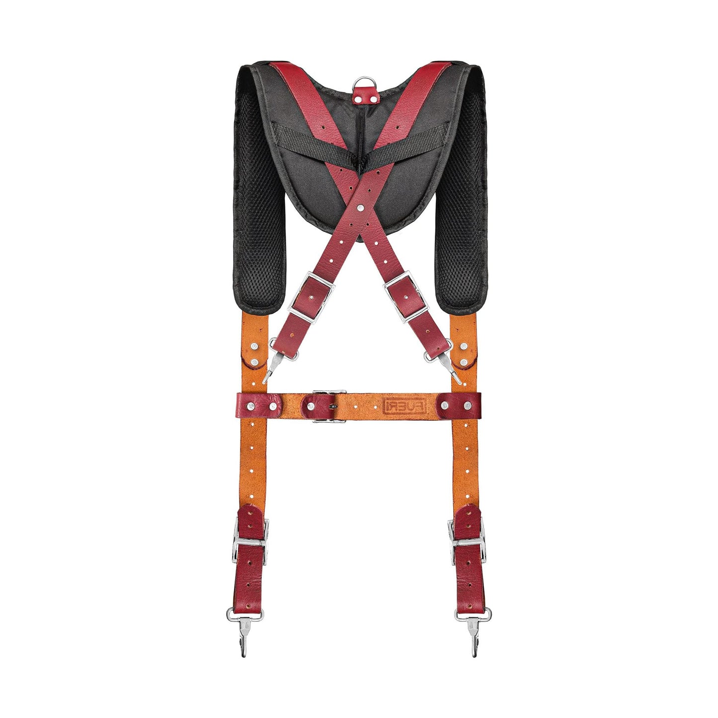 FUERI Leather Tool Belt with Suspender: Heavy Duty 17-Pocket Tool Bag (Tool Kit)