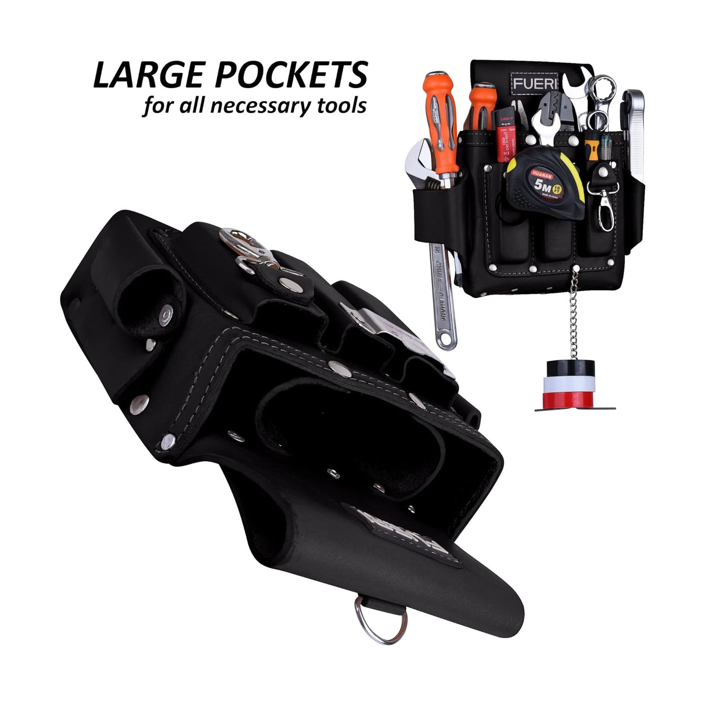 FUERI Professional 4-Pocket Electrician Tool Pouch Kit with Premium Leather