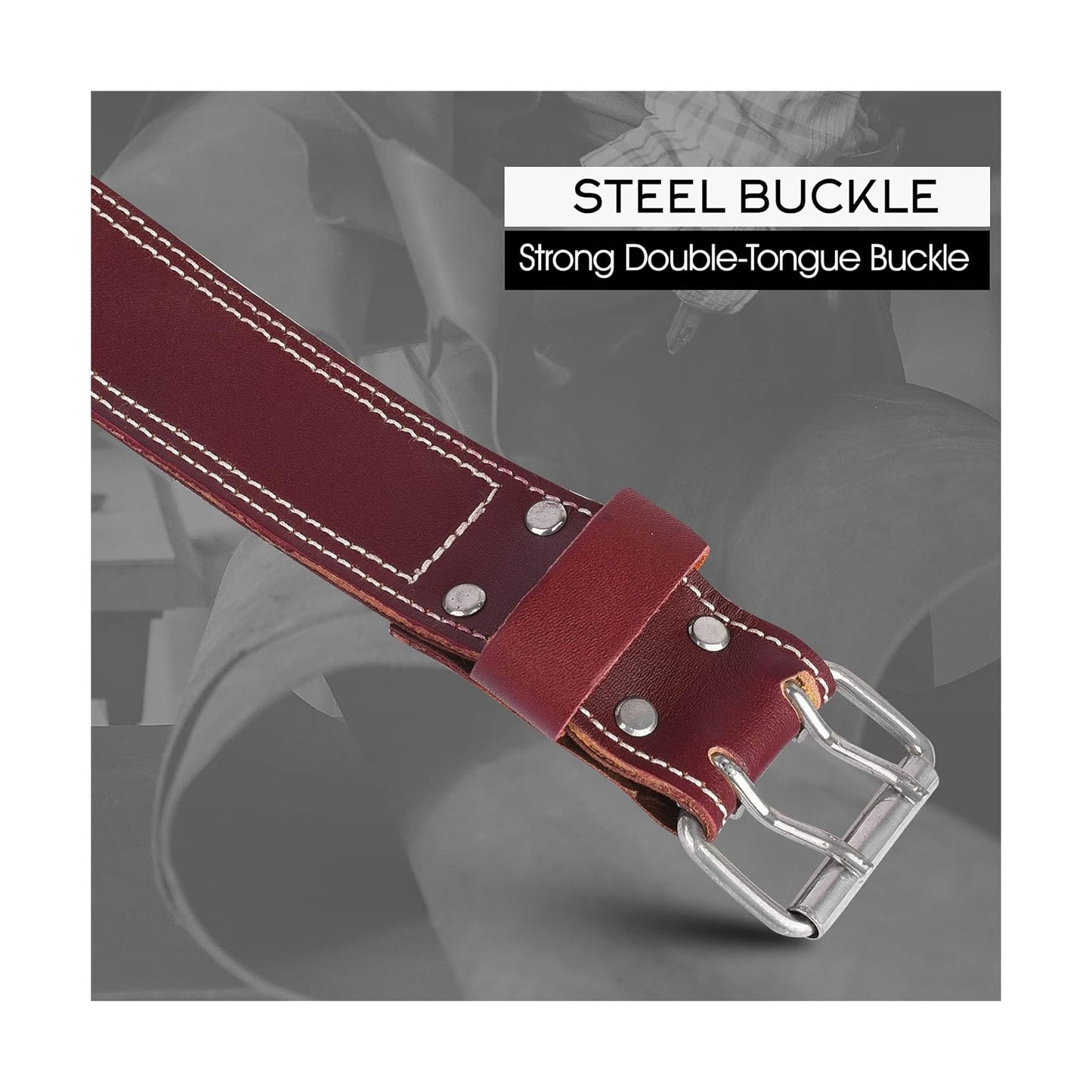 FUERI Premium Quality Leather Work Belt (Maroon)