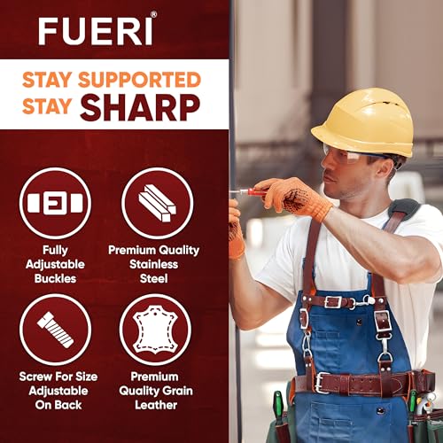 19 Pocket Maroon Leather Tool Belt with Suspender