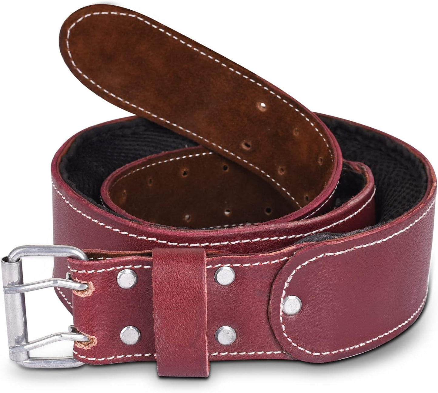 FEURI Premium Grain Leather Work Belt (Maroon) With Foam Padding