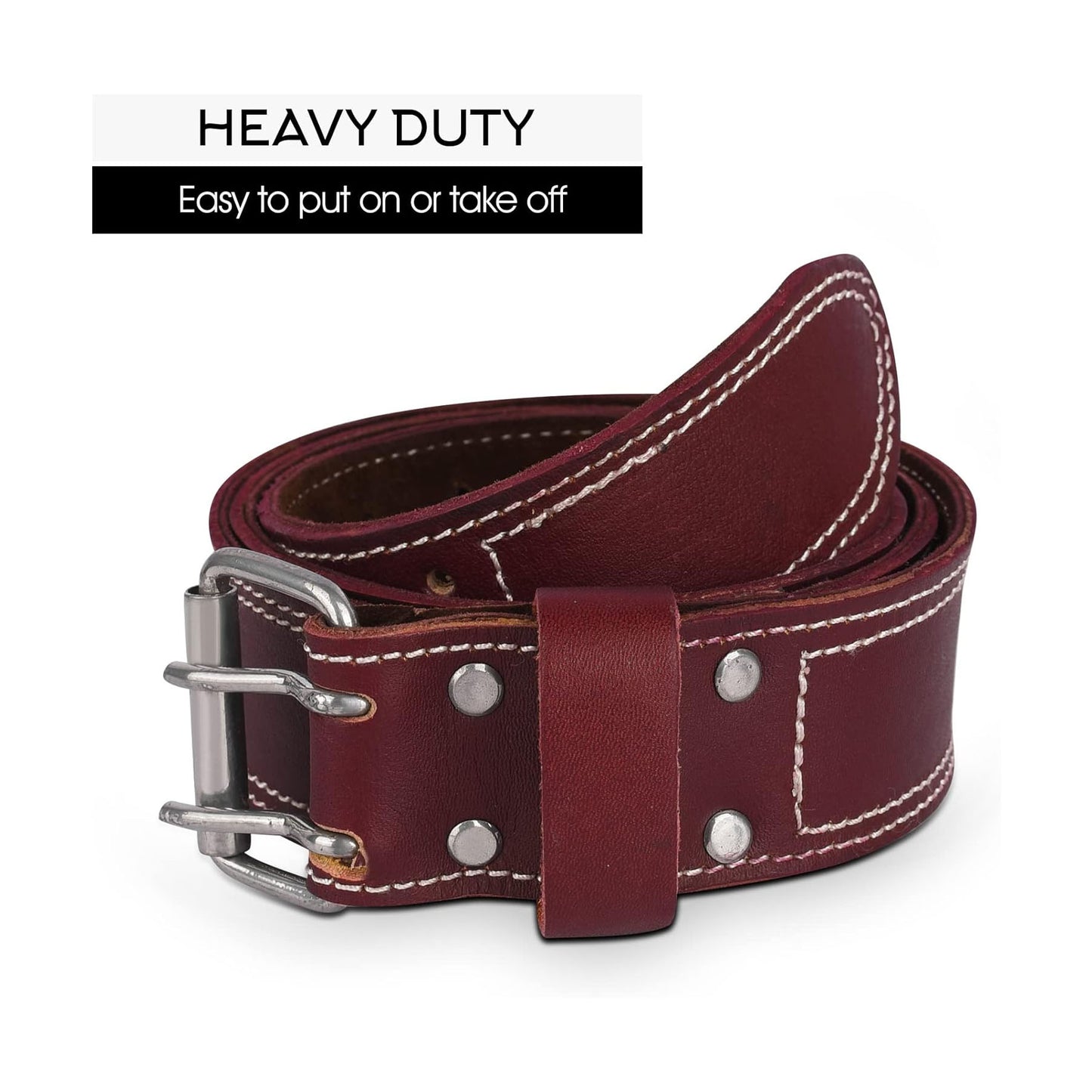FUERI Premium Quality Leather Work Belt (Maroon)