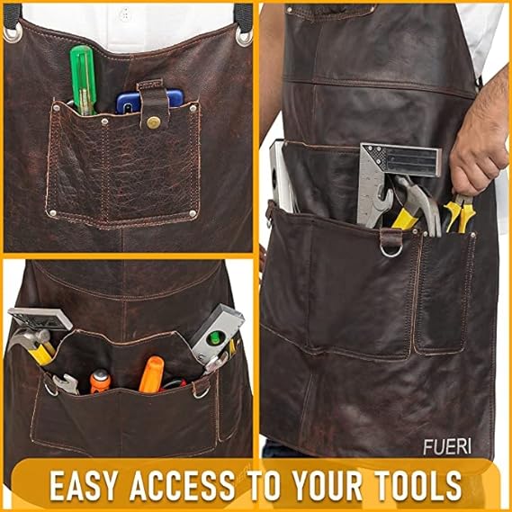 FUERI Heavy Duty Leather Tool Apron for Men & Women