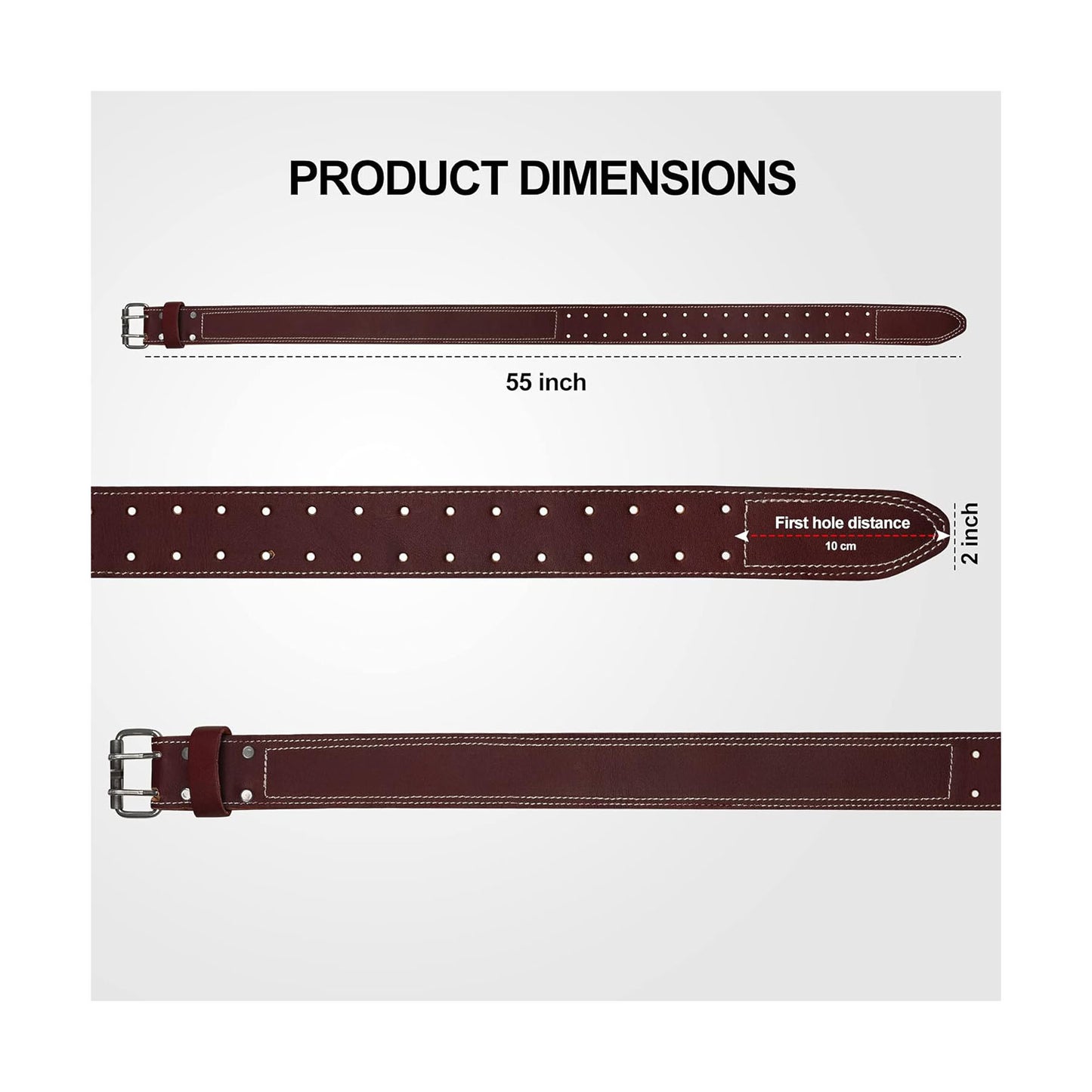 FUERI Premium Quality Leather Work Belt (Maroon)