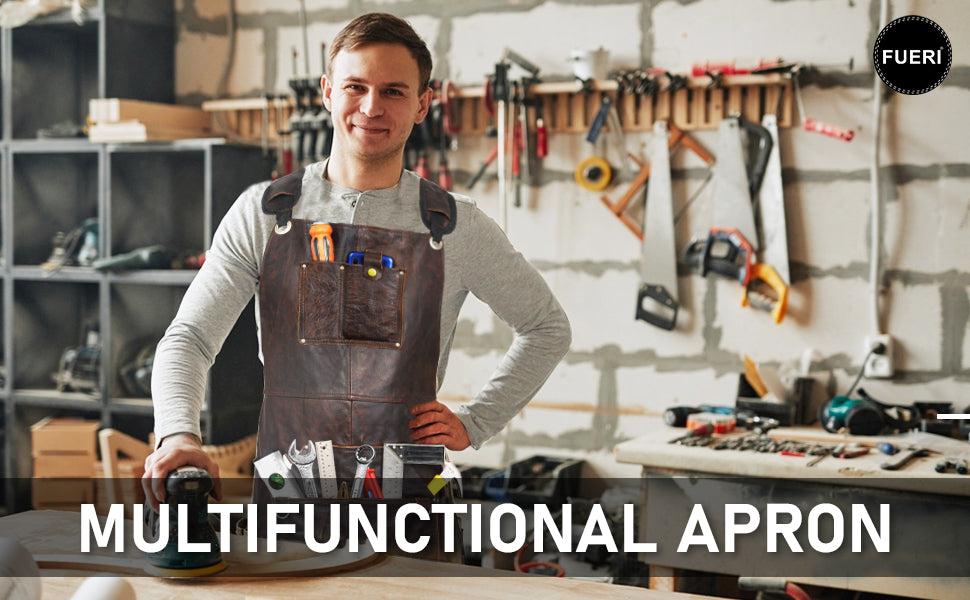 FUERI Heavy Duty Leather Tool Apron for Men & Women