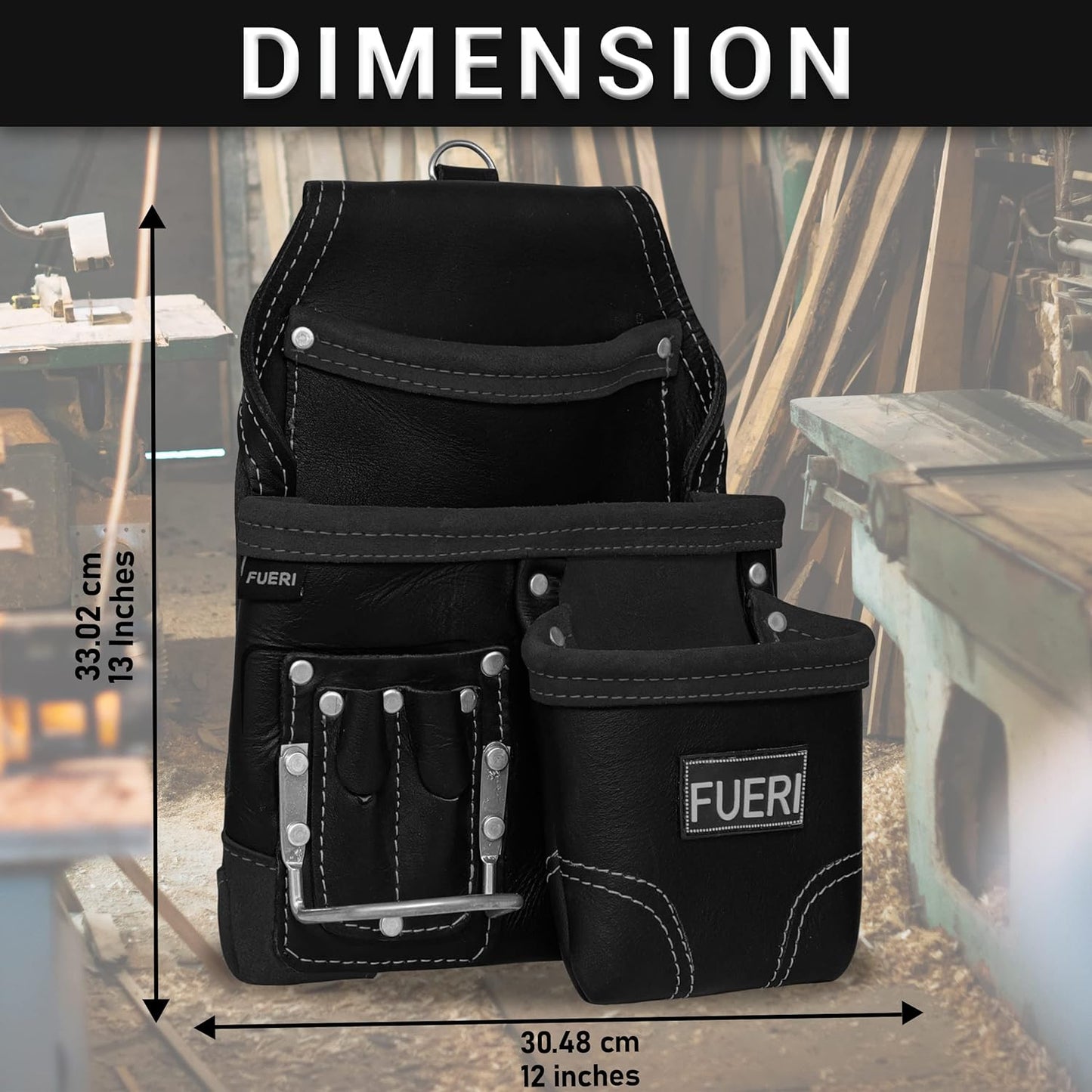 Fueri 7-Pocket Leather Tool Pouch with Belt