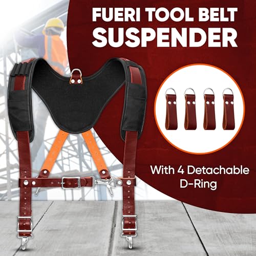 19 Pocket Maroon Leather Tool Belt with Suspender