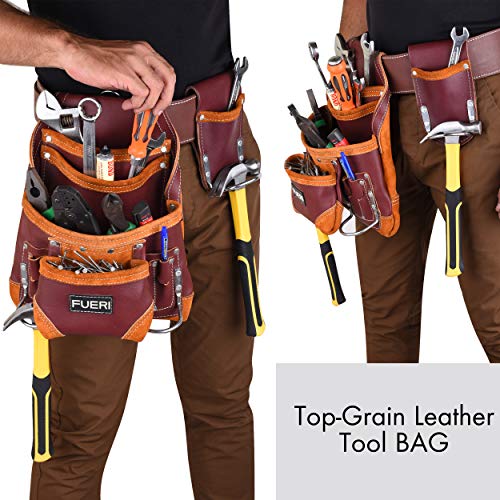 FUERI Professional 10-Pocket Carpenter Tool Pouch
