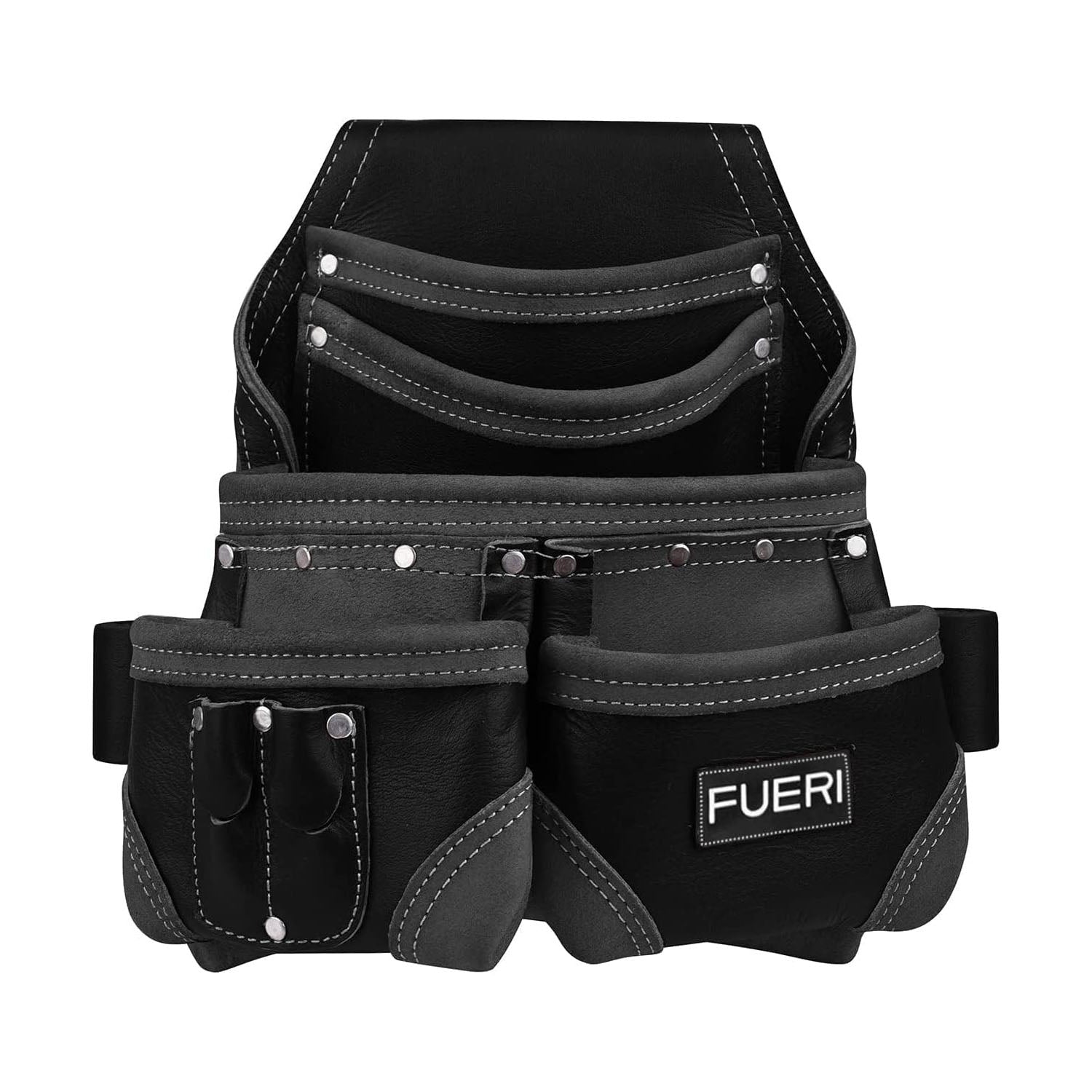 Fueri black premium leather tool pouch designed for durable tool and nail storage