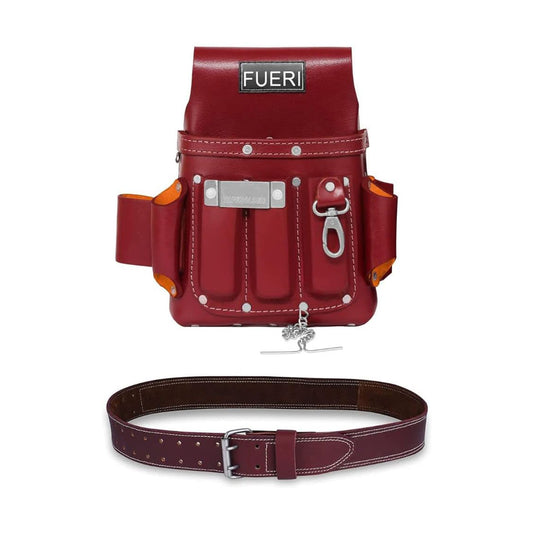 FUERI Professional Leather Tool Belt with 4-Pocket Electrician Tool Pouch