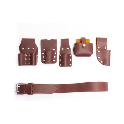 FUERI 6-Piece Leather Tool Belt for Carpenters & Electricians