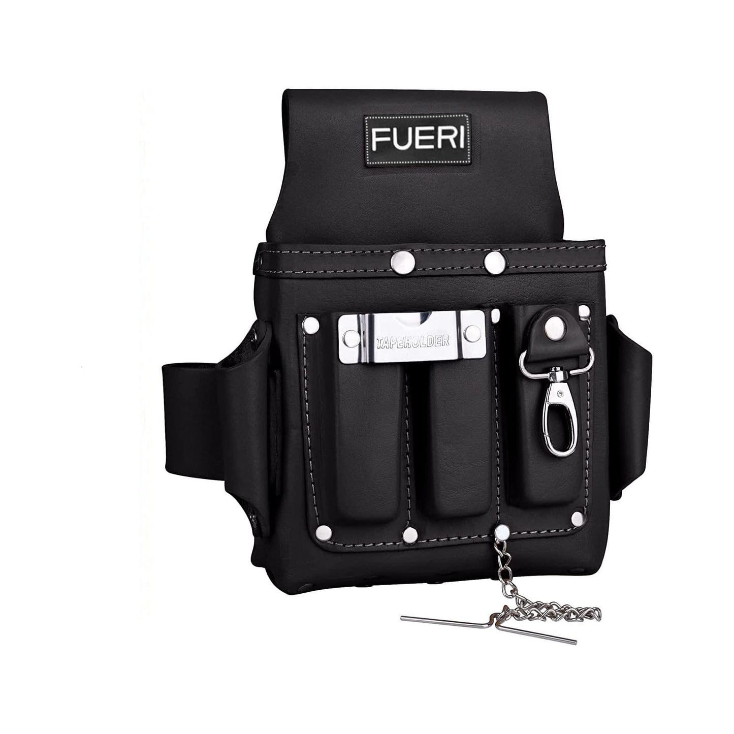 fueri 4 pocket black leather tool pouch front view