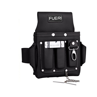 fueri 4 pocket black leather tool pouch front view