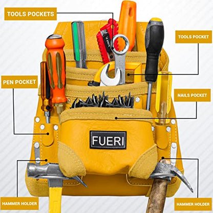 FUERI Professional 10-Pocket Carpenter Tool Pouch