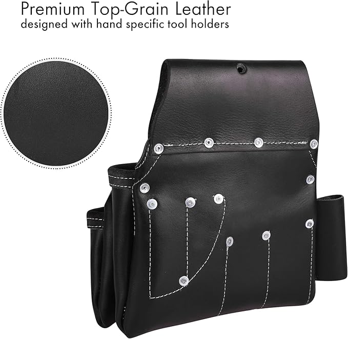 FUERI Leather Tool Belt With Suspender Heavy Duty Carpenter Construction Electrician Pouches Bags Holder Organizer Set