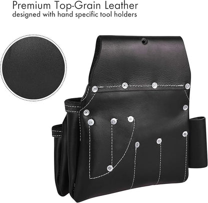FUERI Leather Tool Belt With Suspender Heavy Duty Carpenter Construction Electrician Pouches Bags Holder Organizer Set