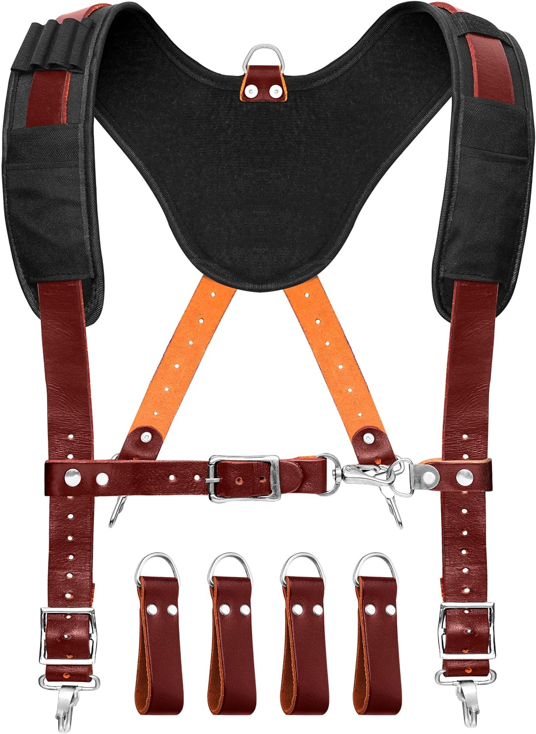 Professional leather tool belt suspender offering all-day comfort and stable weight distribution
