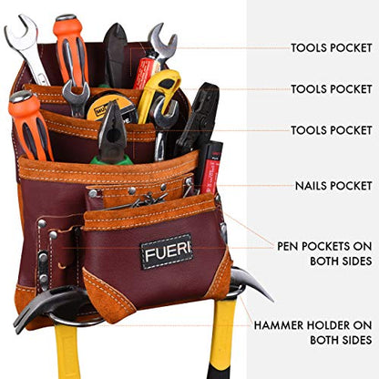 FUERI Professional 10-Pocket Carpenter Tool Pouch