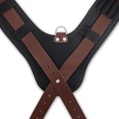 19 Pocket Nylon and Leather Tool Belt with Padded Suspenders for Carpenters,  Electricians, Framers & Construction Pros