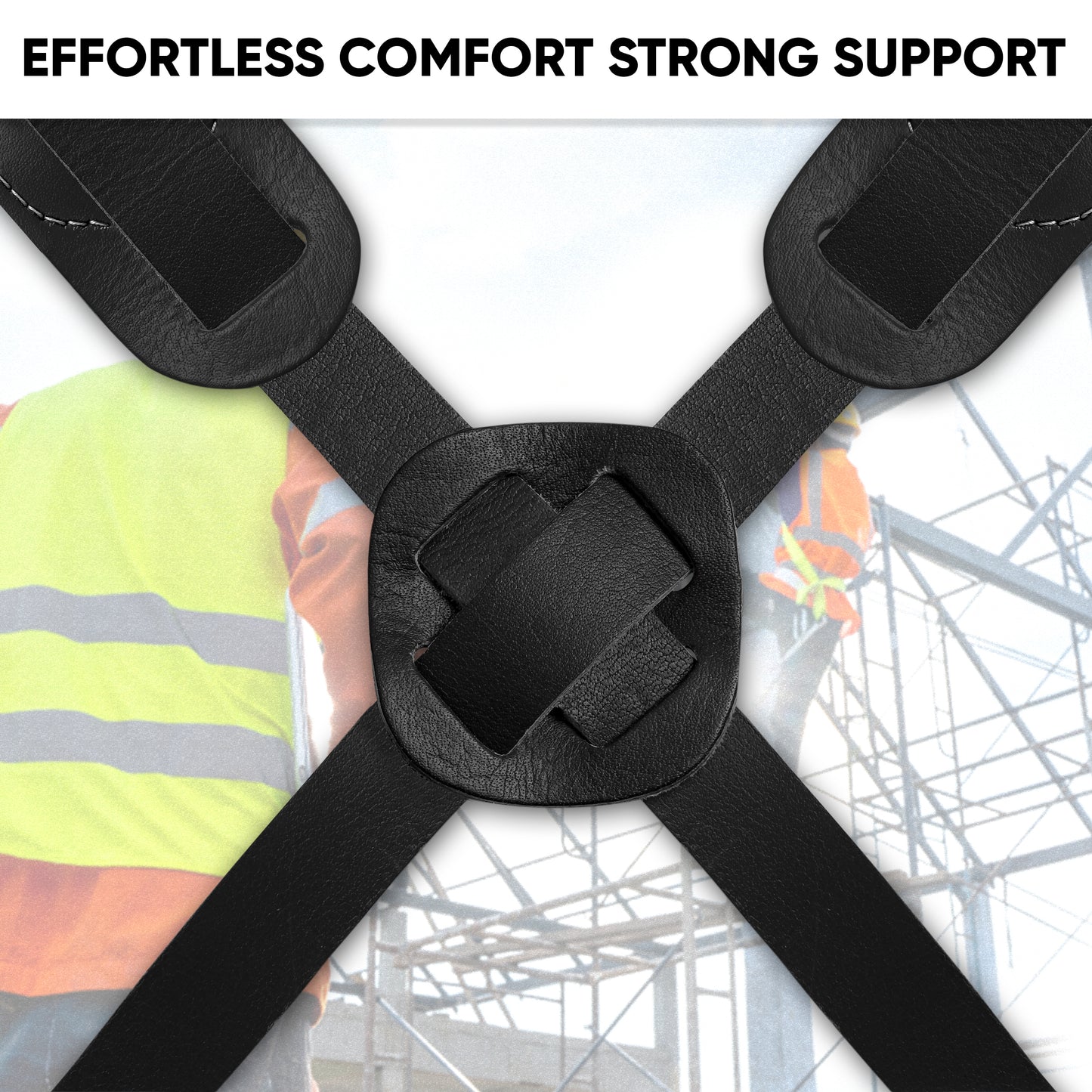 26 Pocket Leather-Nylon Tool Belt with Suspenders for Carpenters, Electricians & Framers