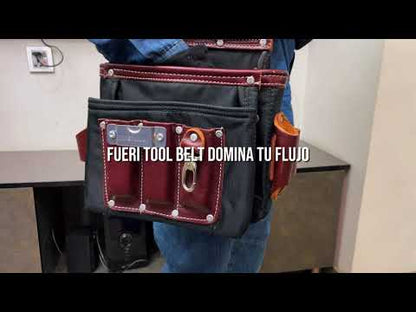 FUERI 26 Pocket Heavy Duty Leather Nylon Tool Belt & Bag Combo for Men