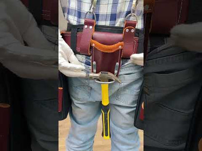 26 Pocket Padded Leather-Nylon Tool Belt with Suspenders for Carpenters, Electricians & Framers